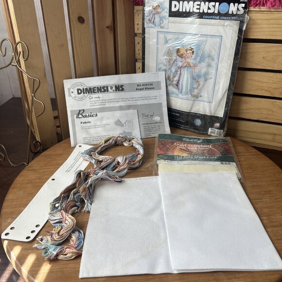 Dimensions Other - 2004 Dimensions Counted Cross Stitch Kit - 35134 Angel Kisses Opened Estate Find